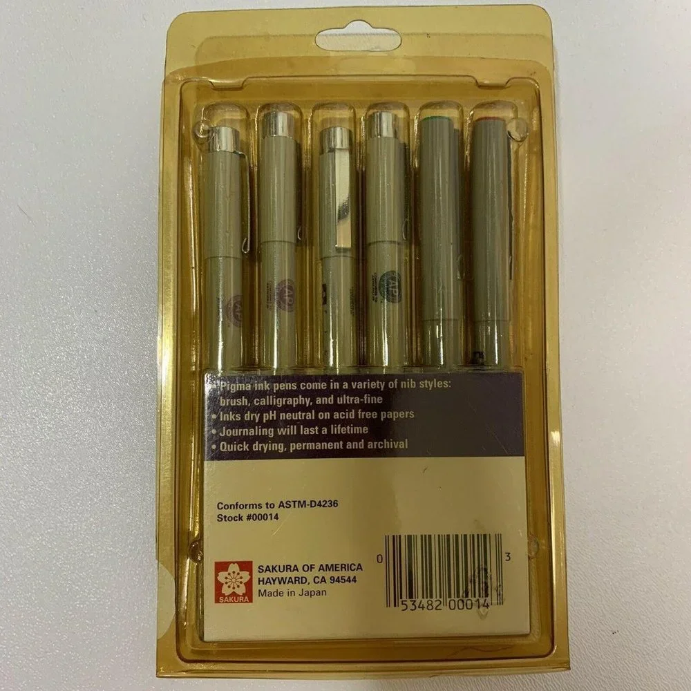 Vtg Sakura Archival Memory Album Pen Set 6 Pigma‎